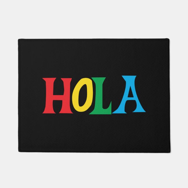 Hola in colourful typographic design doormat (Front)