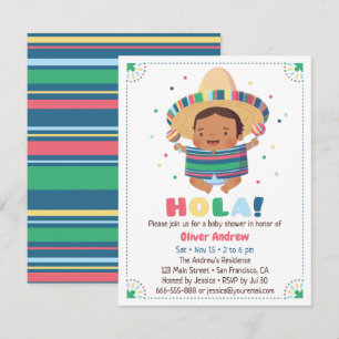 Hola Mexican Boy Fiesta Baby Shower Invitation