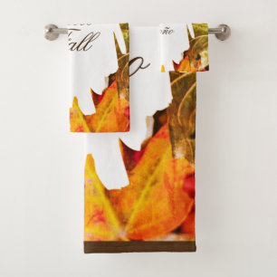 Hola Otoño Botanic Modern Colourful Autumn Leaves Bath Towel Set