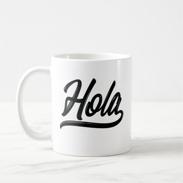Hola Script (Black) Coffee Mug (Left)