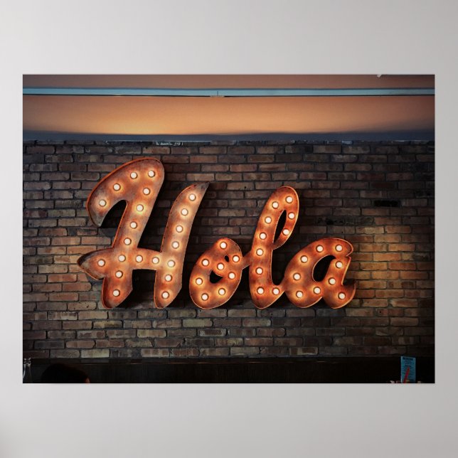 "Hola" Sign on Brick Wall (Front)