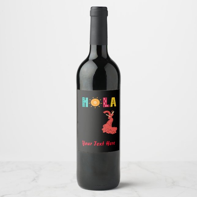 Hola! Spanish theme/senorita/editable text Wine Label (Front)