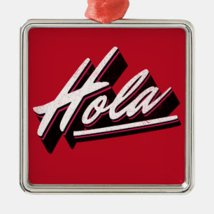 Hola text design metal ornament
