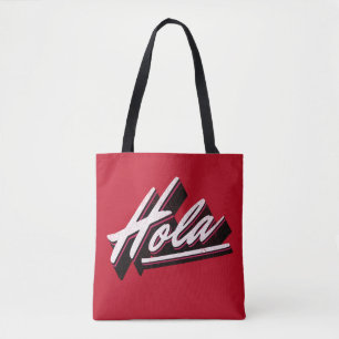 Hola text design tote bag