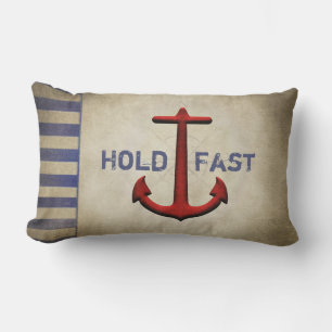 Hold Fast red anchor and stripes Lumbar Pillow