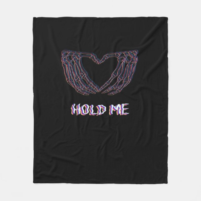 Hold Me Classic - Skeleton Hand Heart Fleece Blanket (Front)
