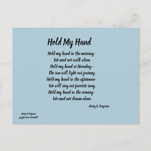 HOLD MY HAND POSTCARD (Front)