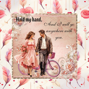 Hold My Hand Romantic Valentines Day Couple Photo Holiday Card