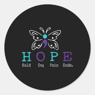 Hold On Hope Semicolon Gift Suicide Prevention Awa Classic Round Sticker