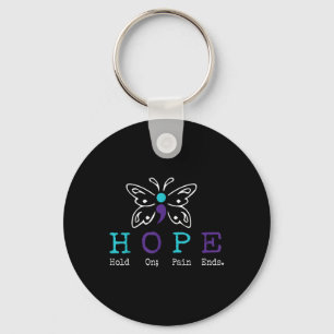 Hold On Hope Semicolon Gift Suicide Prevention Awa Keychain