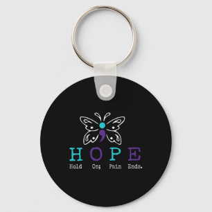 Hold On Hope Semicolon Gift Suicide Prevention Awa Keychain