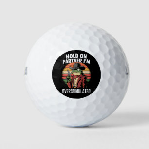Hold On Partner I'm Overstimulated Cowboy Frog  Golf Balls