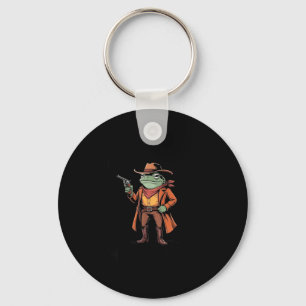Hold On Partner I'm Overstimulated Frog Cowboy Hum Keychain