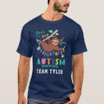 Hold On To Your Uniqueness Autism Awareness Sloth T-Shirt<br><div class="desc">Don't Let Go of Your Uniqueness Autism Awareness design featuring a sloth hanging on a tree branch and not letting go. Cute,  bright,  and fun design for your Awareness campaign,  events as well as adding to your home decor

Add your team name by clicking the "Personalize" button above</div>
