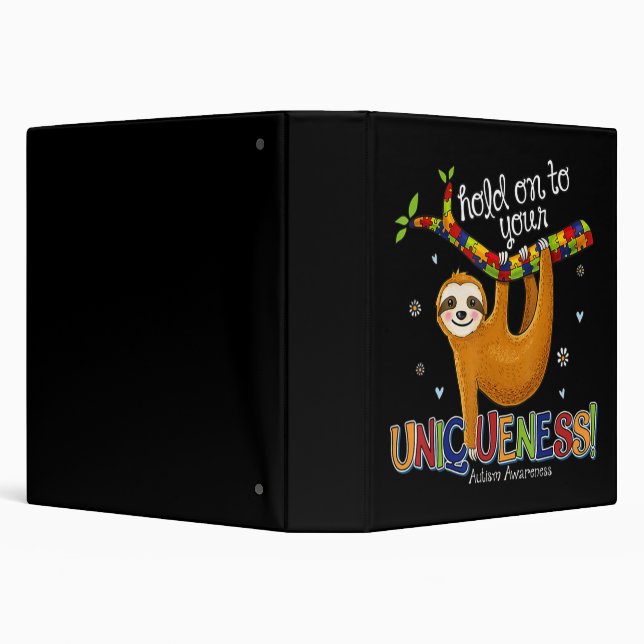 Hold On To Your Uniqueness Sloth Autism Awareness  Binder (Background)
