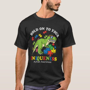 Hold On To Your Uniqueness Trex Puzzle Dino Autism T-Shirt