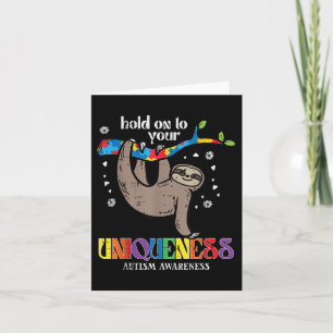 Hold On Uniqueness Autism Sloth Awareness Asd Men Card