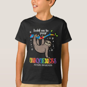 Hold On Uniqueness Autism Sloth Awareness Asd Men  T-Shirt