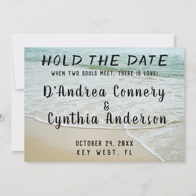 Hold The Date Lesbian Wedding Announcement Card (Front)