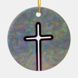 Hold the Light Inside Cross Ceramic Ornament