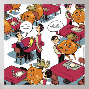 Hold The Onions Funny Food Service Cartoon Poster