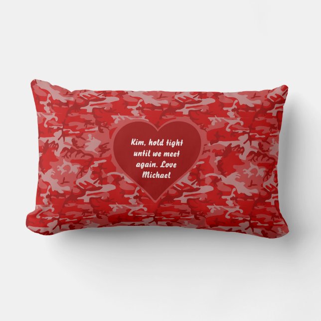 Hold Tight Red Camo Valentine Pillow -Customizable (Front)