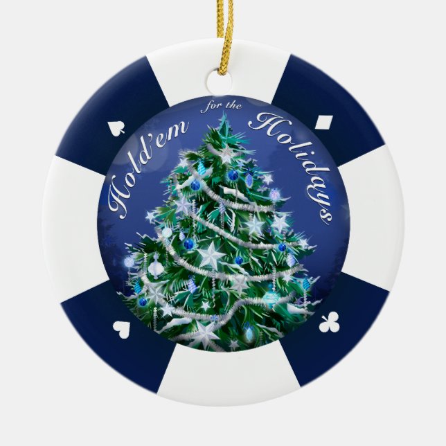 Hold'Em for the Holidays Ceramic Ornament (Front)