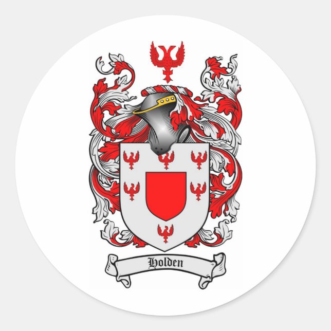 HOLDEN FAMILY CREST -  HOLDEN COAT OF ARMS CLASSIC ROUND STICKER (Front)