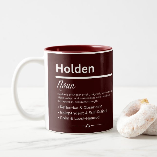 Holden Personalized Name Two-Tone Coffee Mug (With Donut)