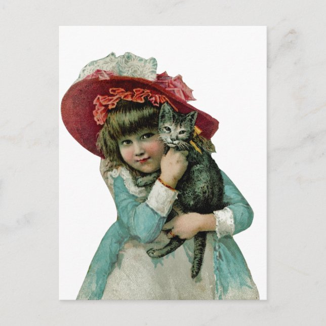 Holding a Christmas Kitten Holiday Postcard (Front)