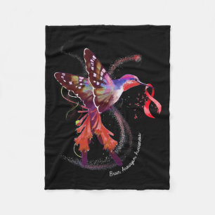 Holding Burgundy Ribbon Brain Aneurysm Awareness  Fleece Blanket