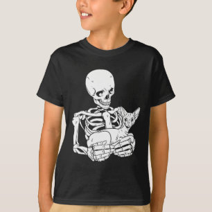Holding Cat Funny Halloween Skull Sphynx Cat  T-Shirt