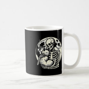 Holding Cat Spooky Skull Halloween Gothic Kitty  Coffee Mug