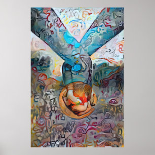 Holding Hands   Colourful Abstract Love Poster