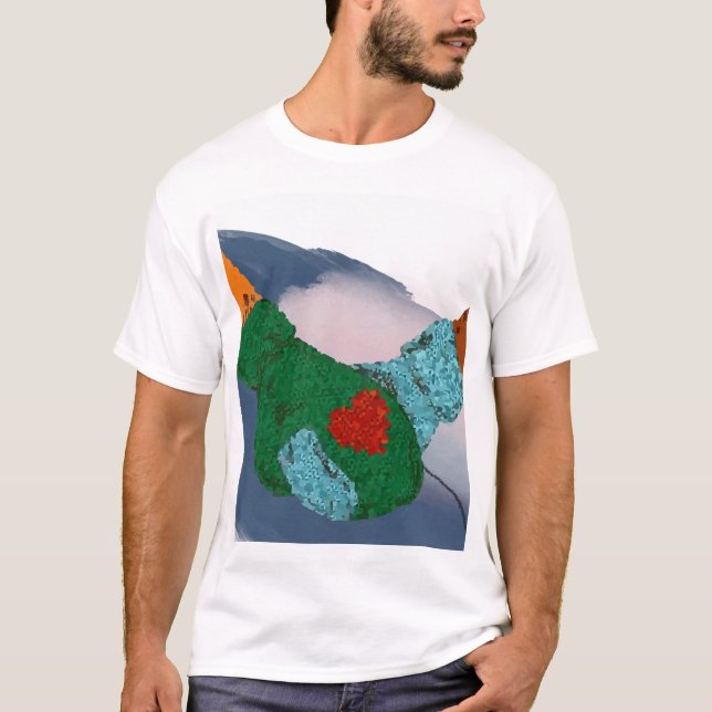 Holding hands couple art print, valentine gifts T-Shirt (Front)