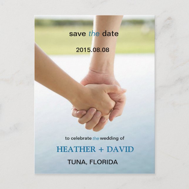 Holding Hands l Save The Date Photo Postcard (Front)