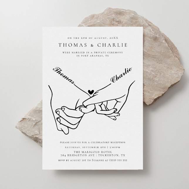 Holding Hands Minimal Casual Elopement Wedding Invitation (Creator Uploaded)