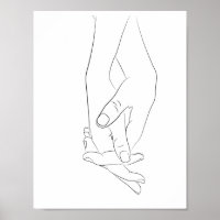 Holding Hands Minimal Line Art Cute Simple Trendy