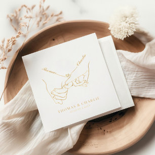Holding Hands Simple Minimal Wedding Foil Napkins