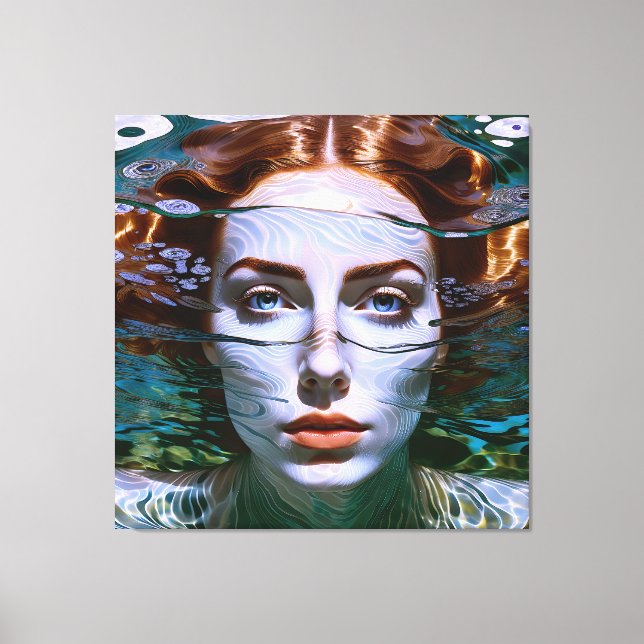 "Holding My Breath" - Women In Water Canvas Print (Front)