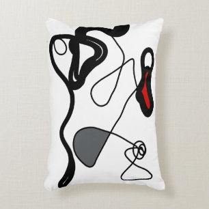 Holding Pattern: Abstract Black, White, Grey & Red Accent Pillow