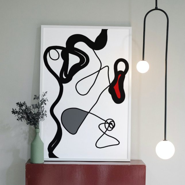 Holding Pattern: Abstract Black, White, Grey & Red Canvas Print (Creator Uploaded)