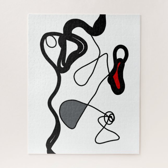 Holding Pattern: Abstract Black, White, Grey & Red Jigsaw Puzzle (Vertical)