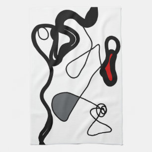 Holding Pattern: Abstract Black, White, Grey & Red Kitchen Towel
