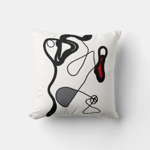 Holding Pattern: Abstract Black, White, Grey & Red Throw Pillow