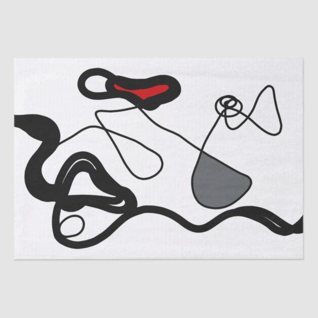 Holding Pattern: Abstract Black, White, Grey & Red Tissue Paper (Front)