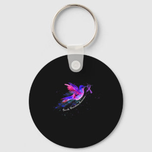 Holding Purple Ribbon Fibromyalgia Awareness 5 Keychain