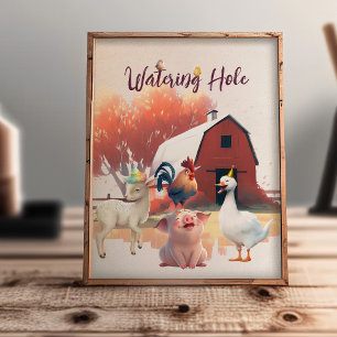 Hole d'eau Animaux de ferme Anniversaire Poster