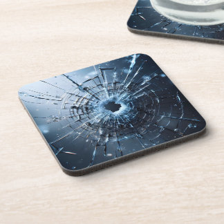 hole in glass, cracks coaster