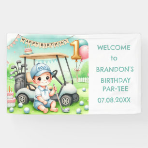 Hole in One 1st Birthday Boy Golf Par-tee Banner